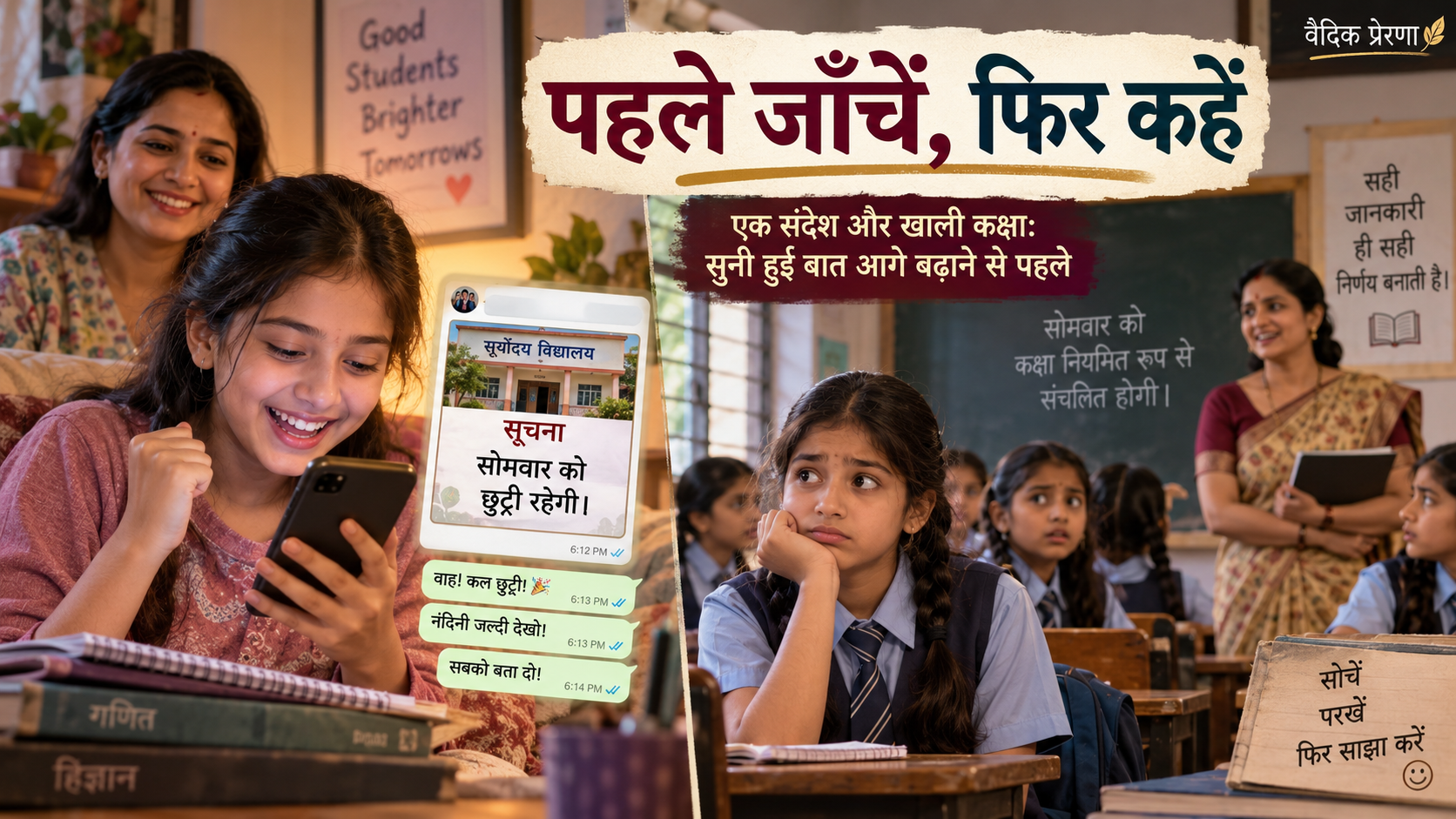 एक संदेश और खाली कक्षा: सुनी हुई बात आगे बढ़ाने से पहले