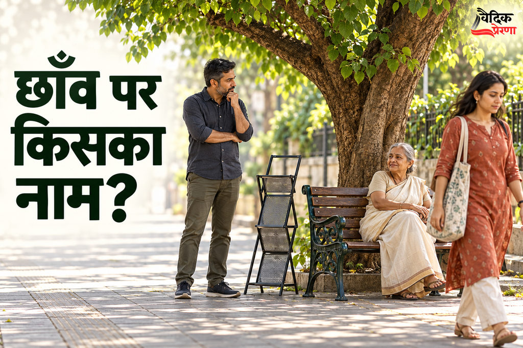 स्टैंड रखने से पहले खाली दिखती छाँव: नवीन ने बेंच को देखा