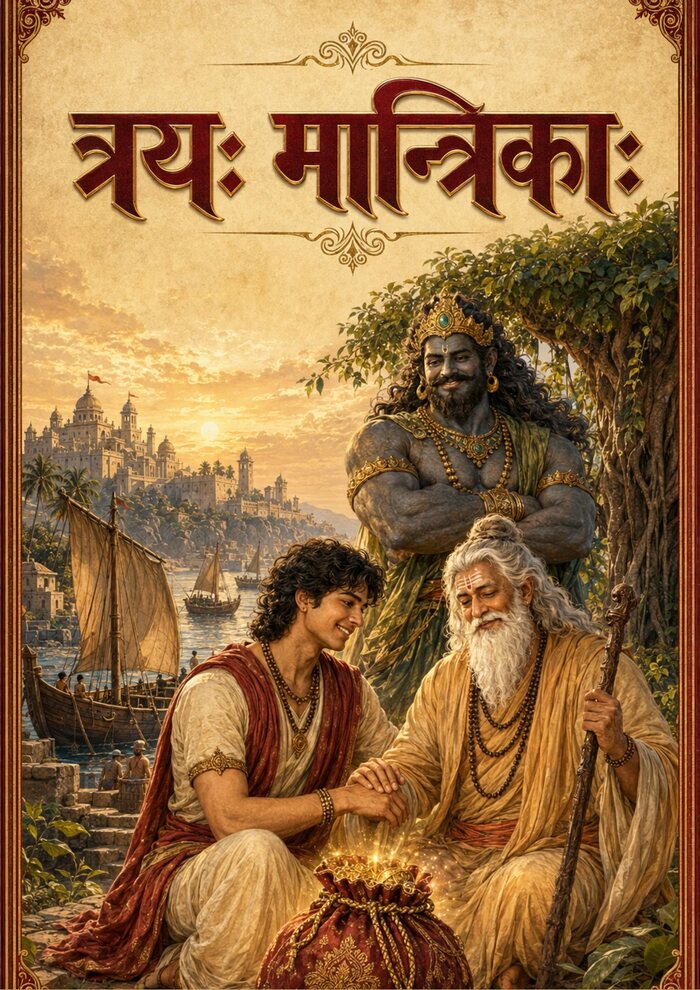 त्रयः मान्त्रिकाः पुस्तक कवर